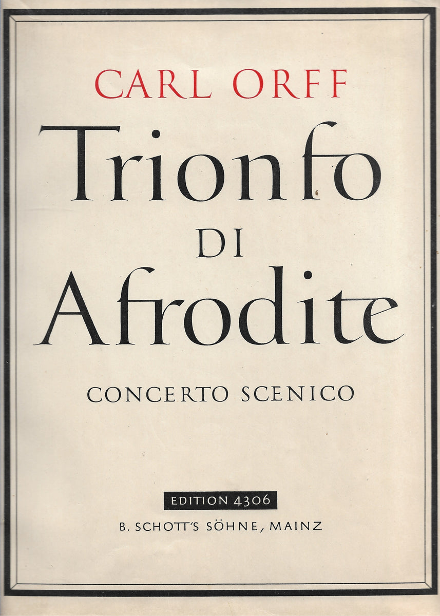 ORFF Trionfo di Afrodite, rid. per canto/pf [lat] Bongiovanni Musica
