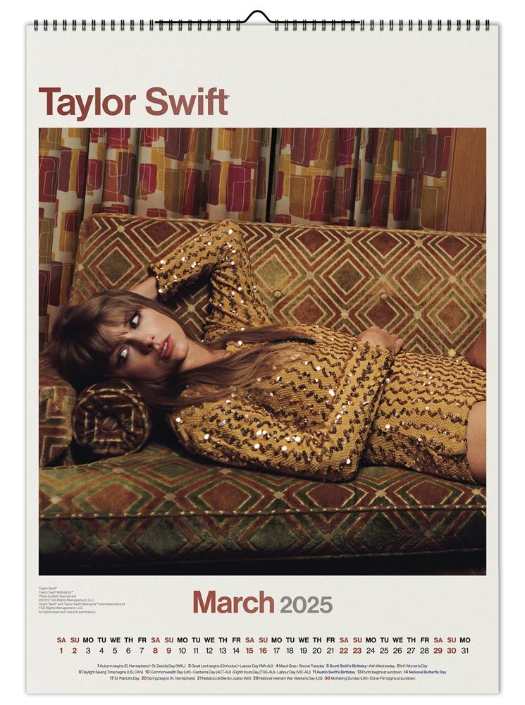 Taylor Swift 2025 A3 Wall Calendar Multicoloured (42cm X 30cm