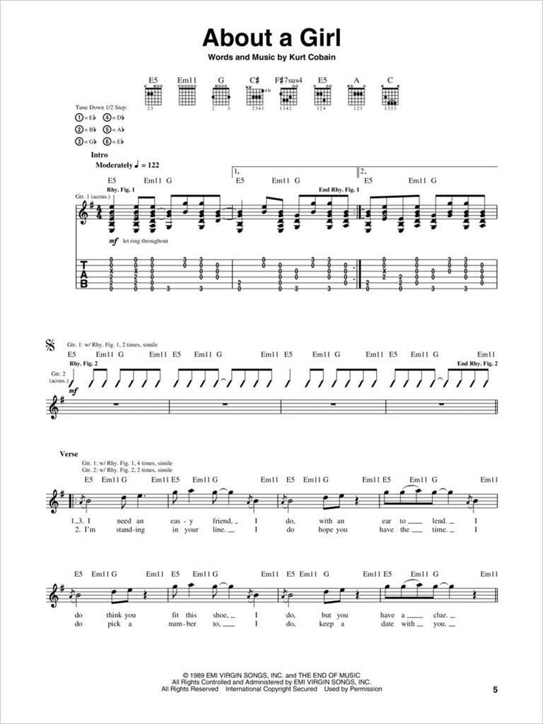 NIRVANA - MTV Unplugged in New York, spartito ufficiale (Guitar