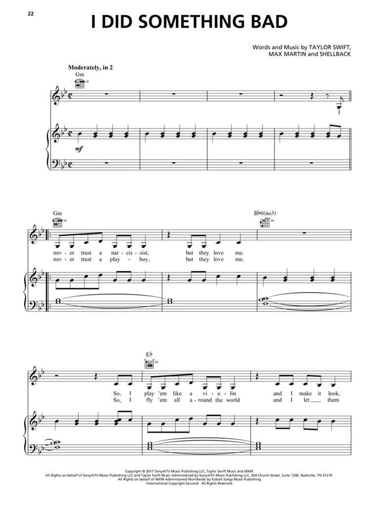 SWIFT - Reputation, spartito ufficiale (Piano/Vocal/Guitar ...